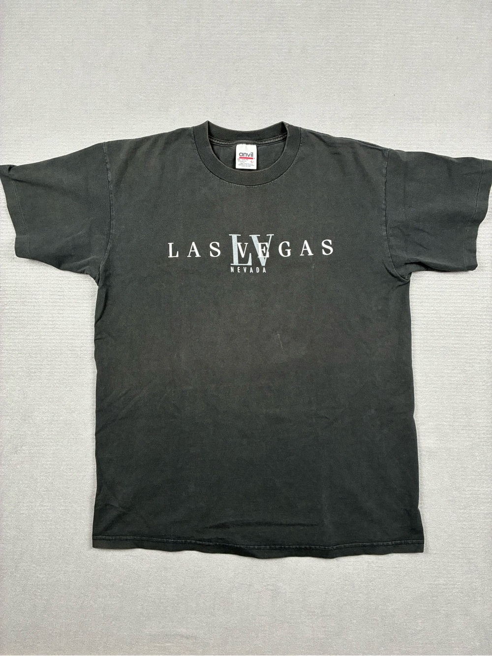 VTG Anvil Black Las Vegas Nevada White Lettering Tee